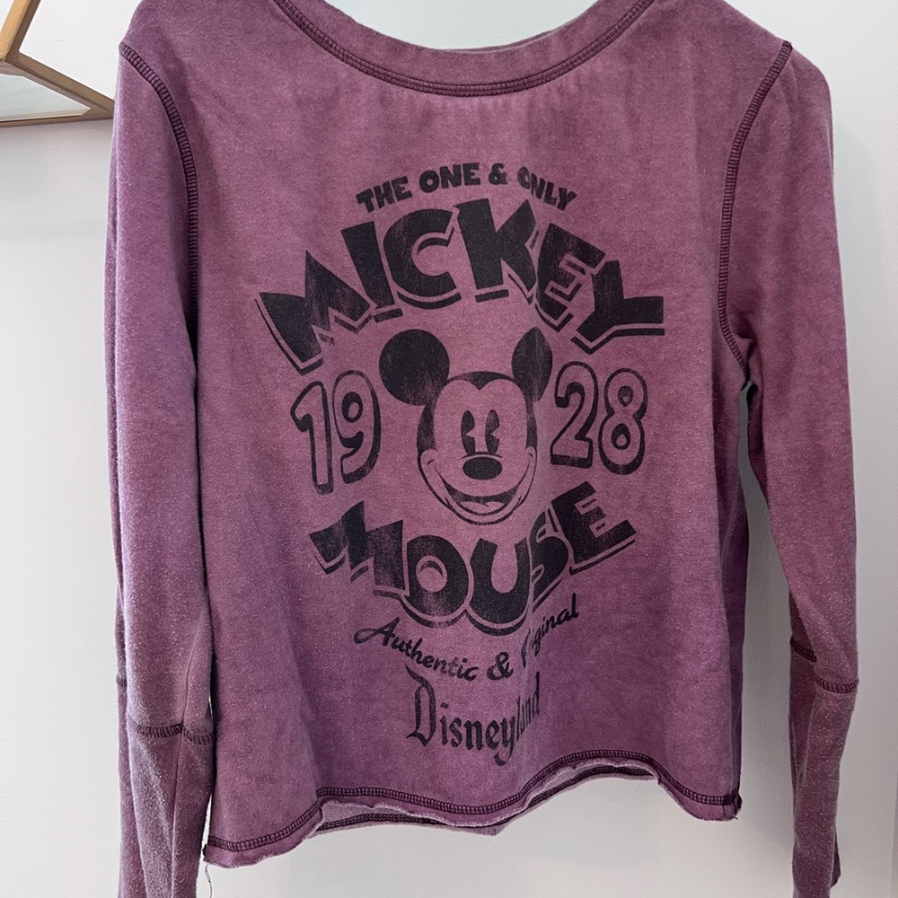 Purple Mickey Mouse Disney Crop Crewneck Sweater